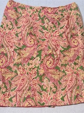 Cynthia Steffe Pencil Skirt Paisley Pink & Green Size 8